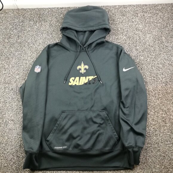 New Orleans Saints Hoodie Nike On Field Therma Fit Sweatshirt Gray Mens Large - Picture 1 of 9